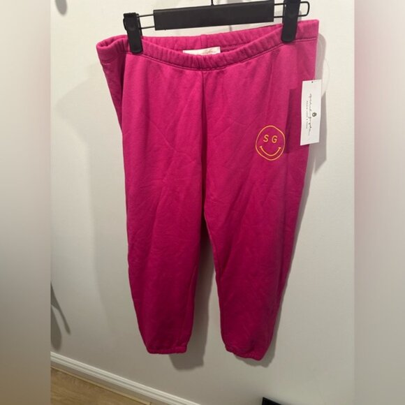 NWT-SPIRITUAL GANGSTER SG SMILEY LUNA SWEATPANT MAGENTA - Picture 3 of 7